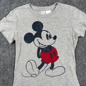 Disney Mickey‎ Mouse Graphic T-Shirt Large (11/13) Gray Short Sleeve Girl Kids